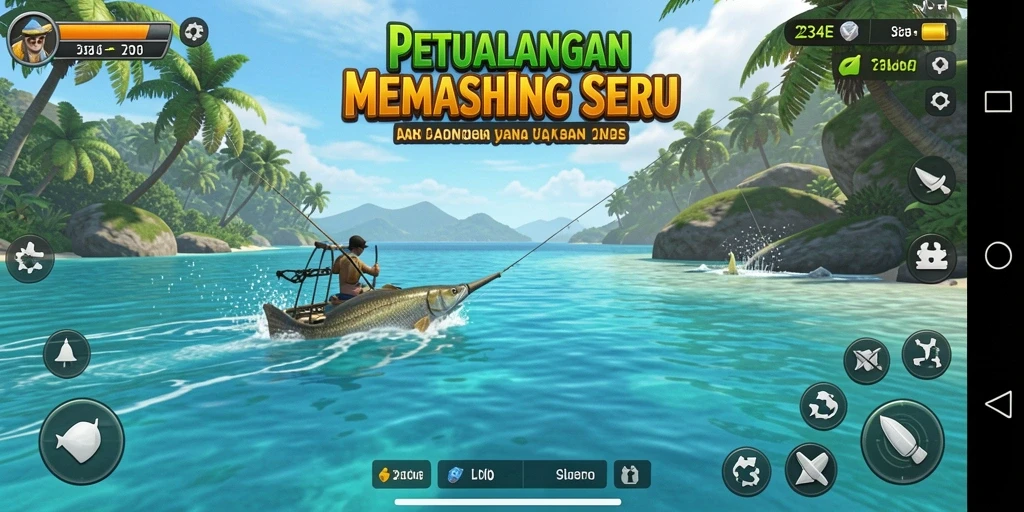 Tampilan gameplay <strong>234E</strong> yang menarik dan dinamis saat memancing.
