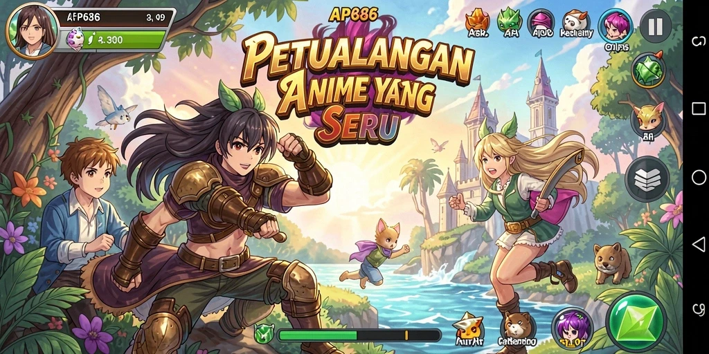 Tampilan dinamis dari gameplay AP686 dengan aksi Anime yang seru.