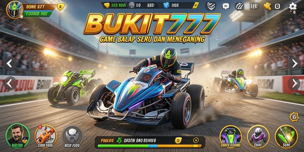 Screenshot BUKIT777 menampilkan aksi balapan yang mendebarkan.