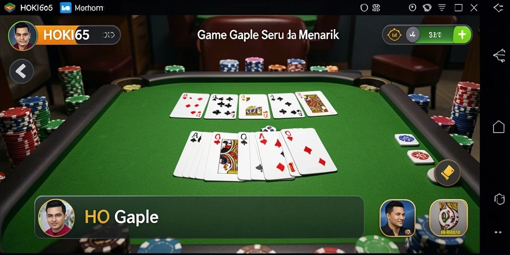 Tampilan gameplay Gaple yang menarik dan interaktif di HOKI65.