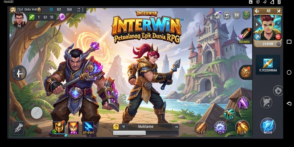 Screenshot INTERWIN menunjukkan aksi seru dalam pertempuran RPG.