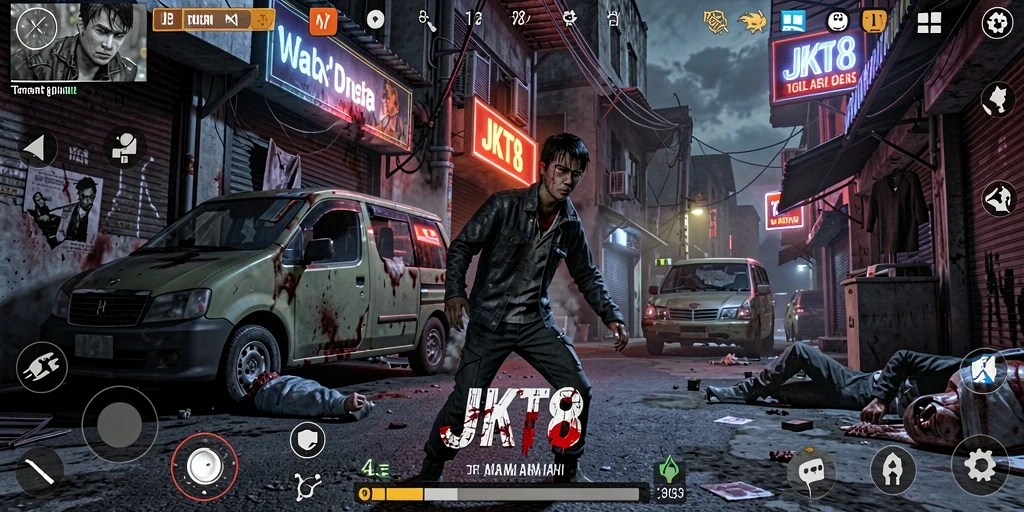 Screenshot JKT8 menampilkan gameplay yang menakutkan dan atmosfer horor.