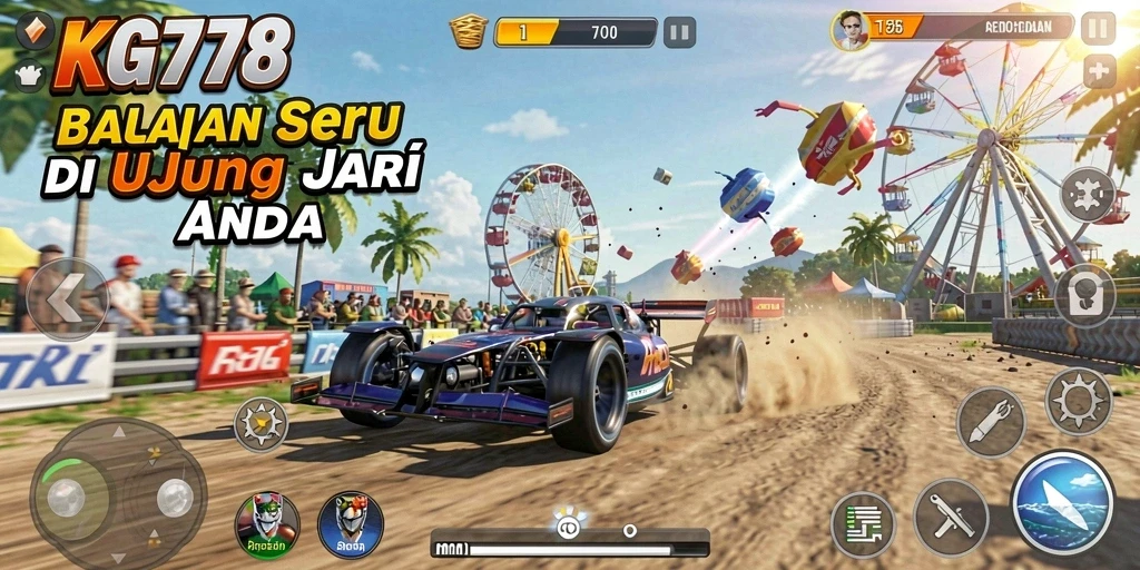 Screenshot permainan KG778 menampilkan balapan yang mendebarkan dan kendaraan yang cepat.