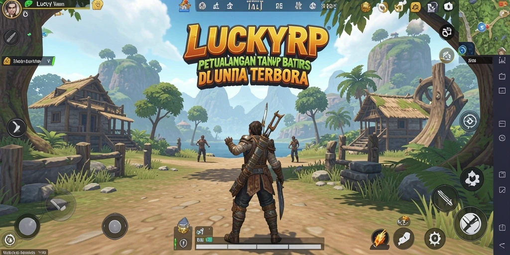 Screenshot gameplay LUCKYRP yang menunjukkan eksplorasi dunia terbuka.