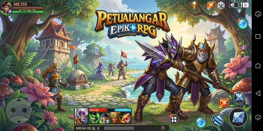 Gameplay ME355 menampilkan pertarungan seru dalam dunia RPG yang menawan.