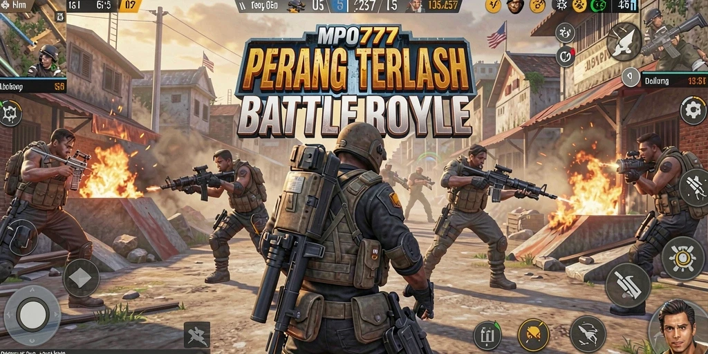 Tangkapan layar MPO777 menunjukkan aksi intens dalam pertempuran Battle Royale.