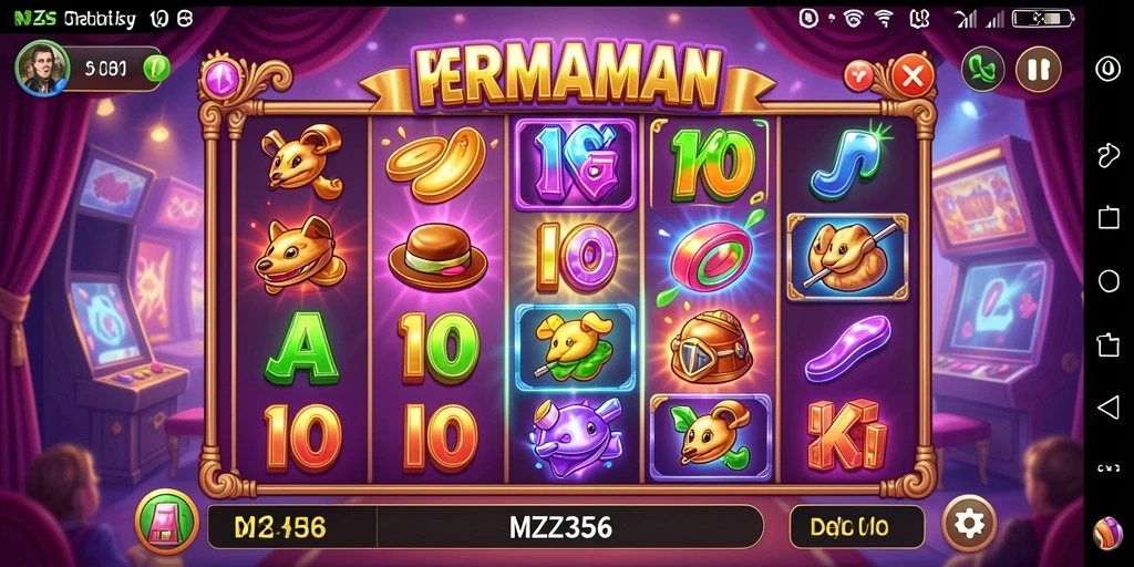 Screenshot gameplay MZ356 menampilkan tampilan mesin slot yang menarik.