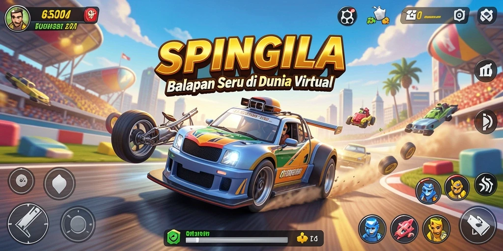 Menampilkan gameplay balapan seru dengan mobil kustom dan lintasan menantang.