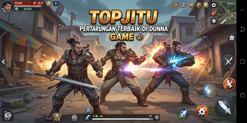 Tampilan gameplay seru dalam pertarungan karakter di TOPJITU.