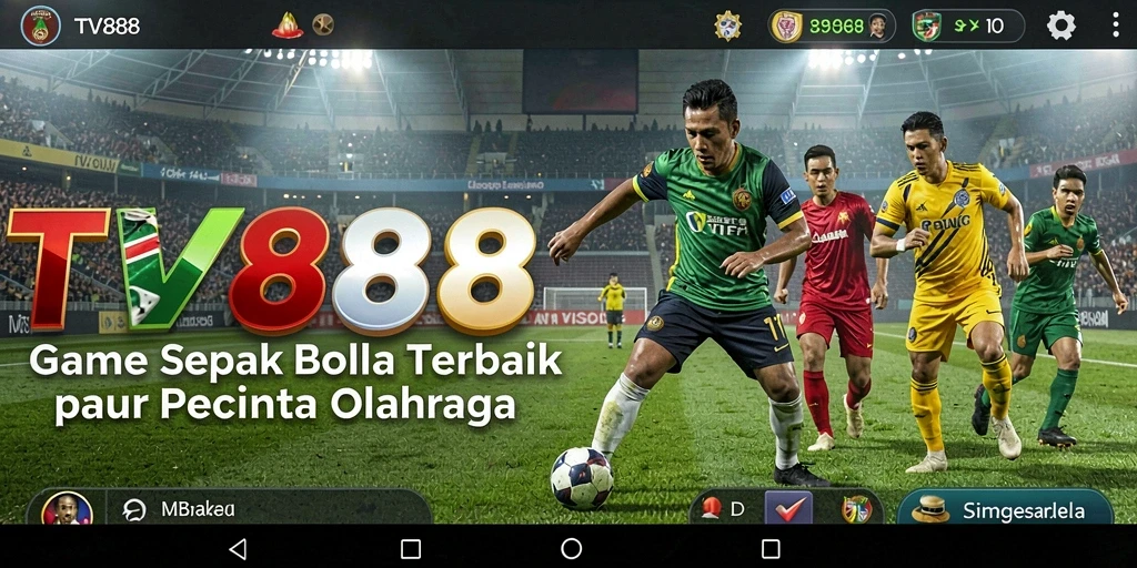 Tampilan gameplay TV888 yang mendebarkan saat pertandingan sepak bola.