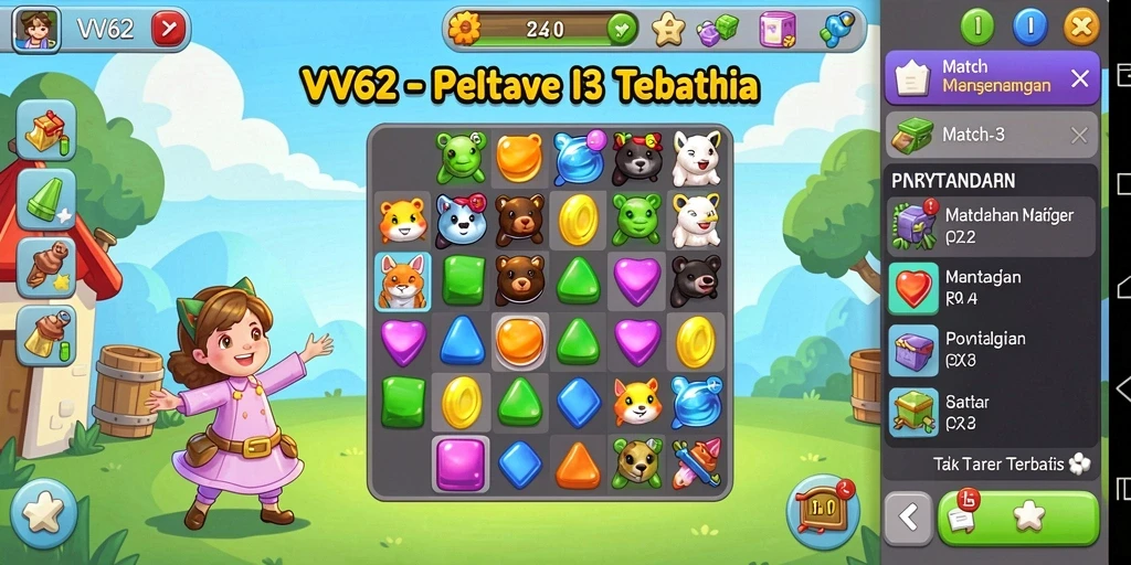 Screenshot utama VV62 menampilkan gameplay seru dari Match-3.